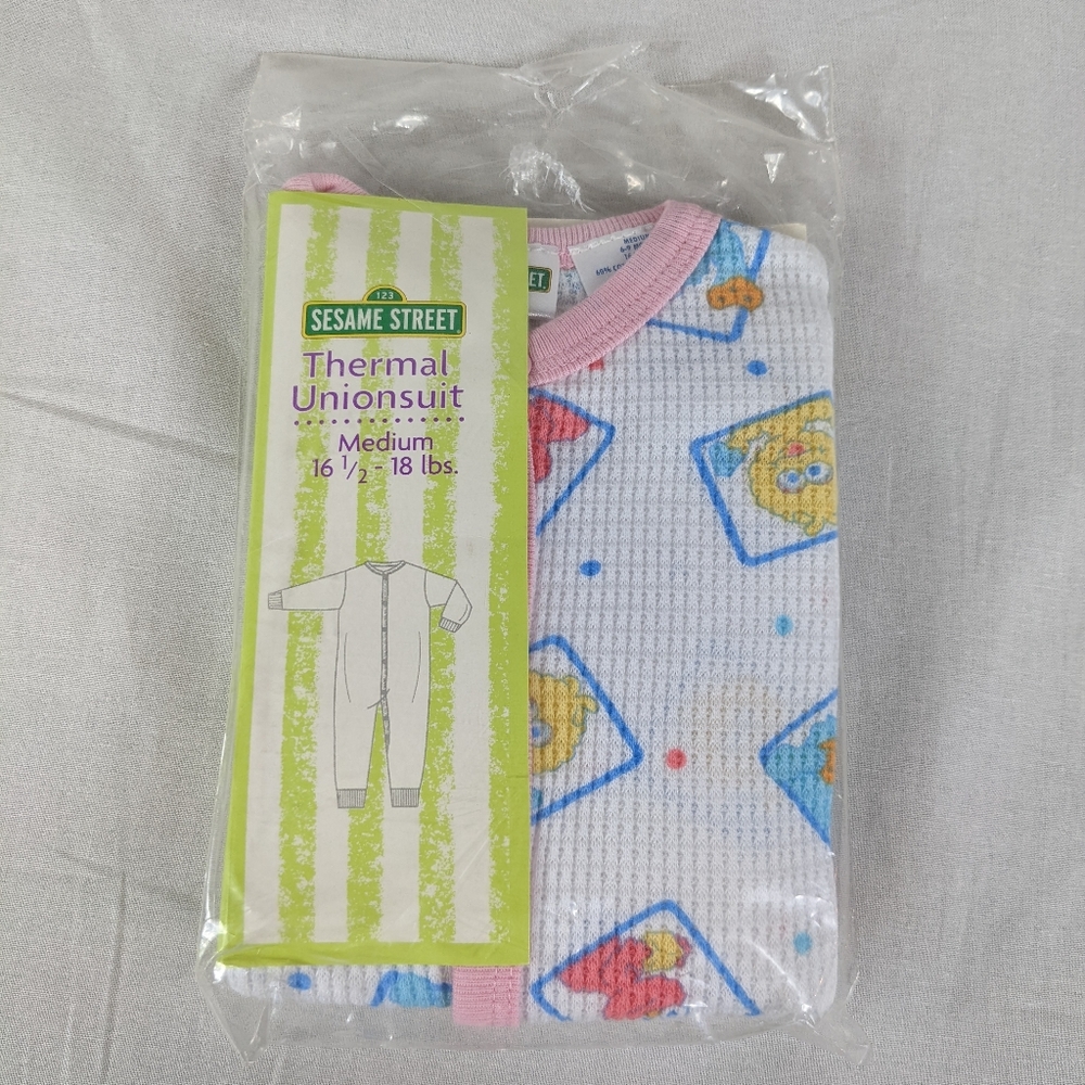 Sesame Street Vintage Retro 2001 Thermal Unionsuit Pajama Baby 6-9 Mos NEW NIP